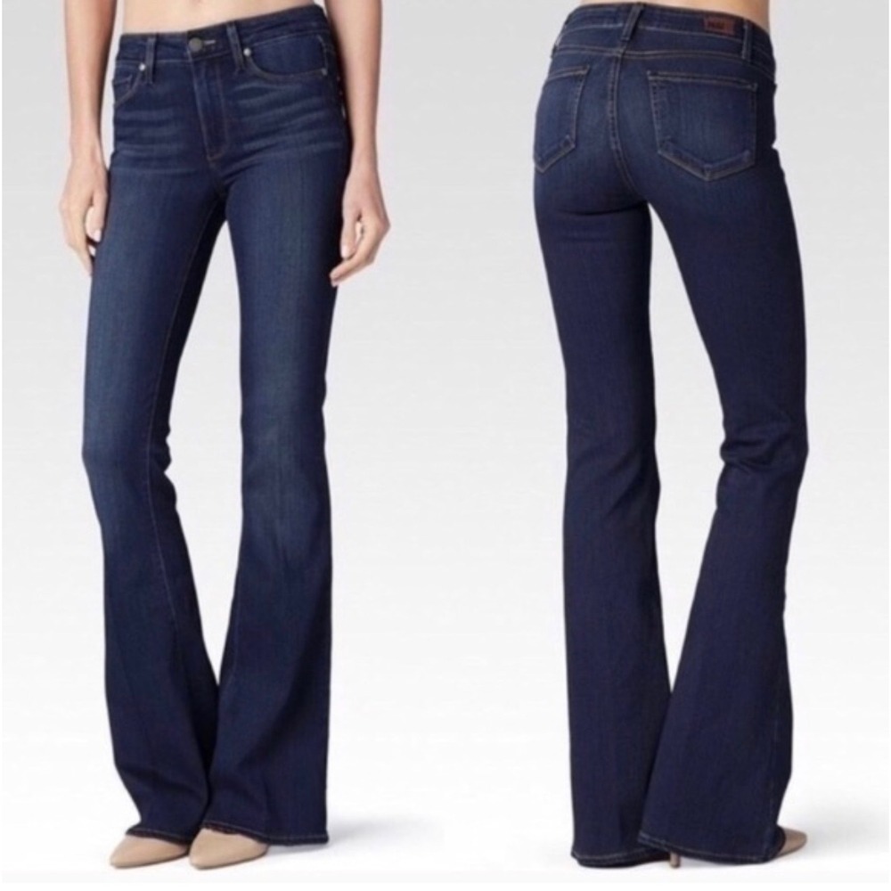 Paige Bell Canyon High Rise Flare Jeans Nottingham Dark Wash Size 31